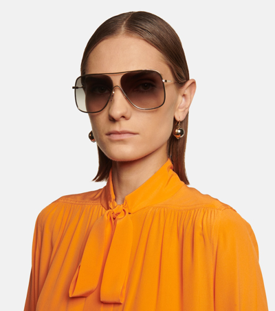 Shop Victoria Beckham Aviator Sunglasses In Gold