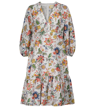 Shop Erdem Vacation Formentera Floral Cotton Midi Dress In 彩色