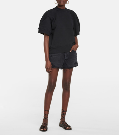 Shop Agolde Parker Mid-rise Denim Shorts In Black
