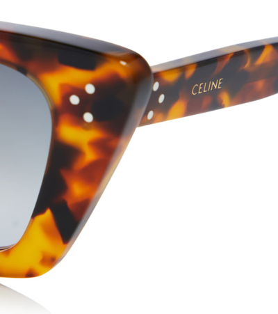 Shop Celine Tortoiseshell Cat-eye Sunglasses In 棕色