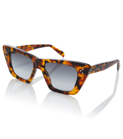 Shop Celine Tortoiseshell Cat-eye Sunglasses In 棕色