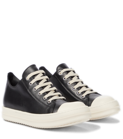 Shop Rick Owens Phlegethon Leather Sneakers In 黑色