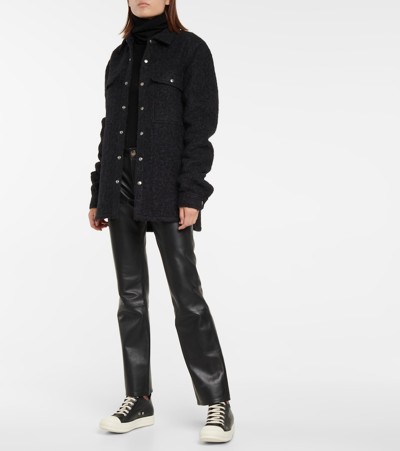 Rick Owens Phlegethon Leather Sneakers In 黑色