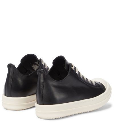 Rick Owens Phlegethon Leather Sneakers In 黑色