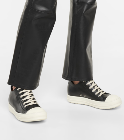 Shop Rick Owens Phlegethon Leather Sneakers In 黑色