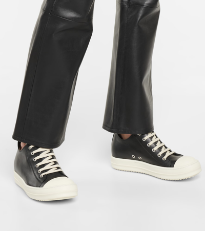 Rick Owens Phlegethon Leather Sneakers In 黑色