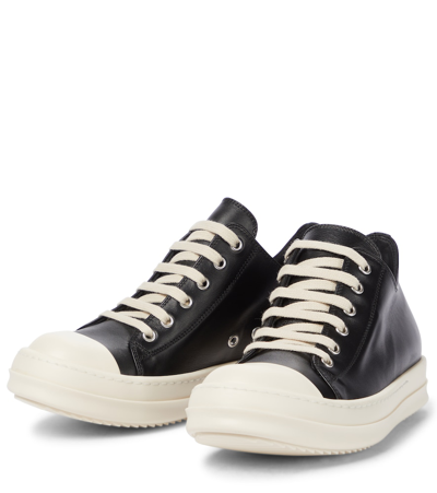 Rick Owens Phlegethon Leather Sneakers In 黑色