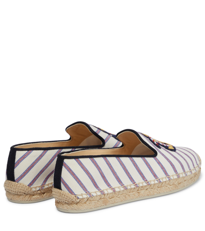 Shop Christian Louboutin Loudmer Donna Striped Canvas Espadrilles In 白色