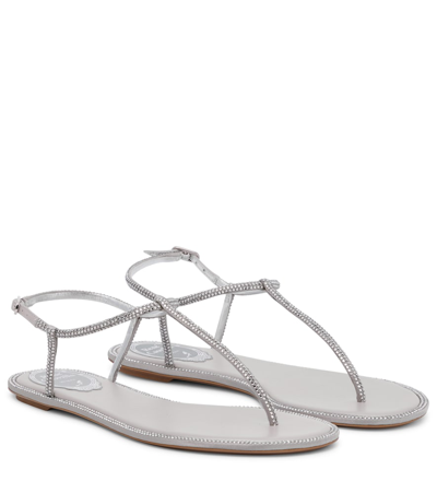 Shop René Caovilla Amalia Embellished Thong Sandals In 灰色