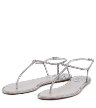 René Caovilla Amalia Embellished Thong Sandals In 灰色