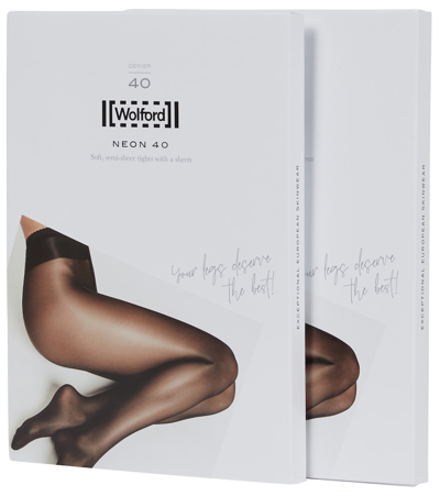 Shop Wolford Neon 40 Tights Set In 黑色
