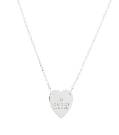 Shop Gucci Sterling Silver Heart Necklace In 银色