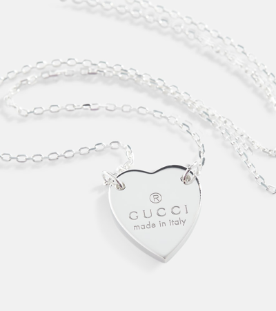Shop Gucci Sterling Silver Heart Necklace In 银色