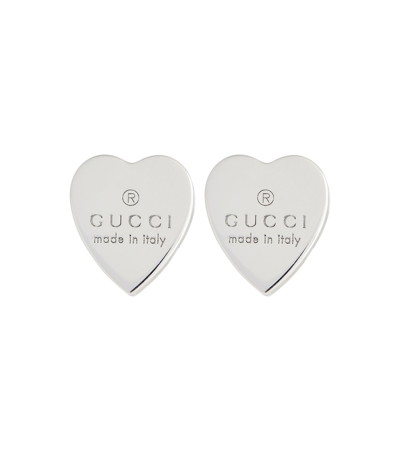 Shop Gucci Sterling Silver Heart Earrings In 银色