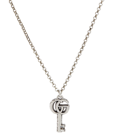Shop Gucci Double G Key Sterling Silver Necklace In 银色