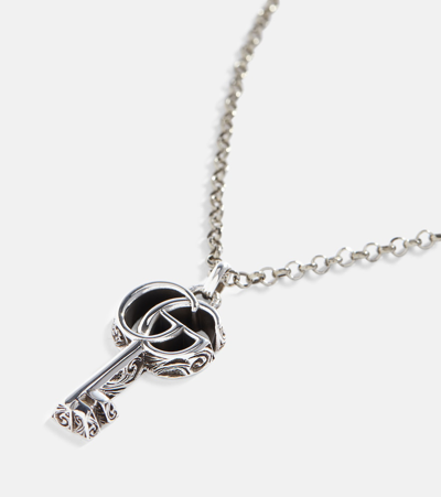 Shop Gucci Double G Key Sterling Silver Necklace In 银色