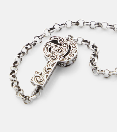 Shop Gucci Double G Key Sterling Silver Bracelet In 银色