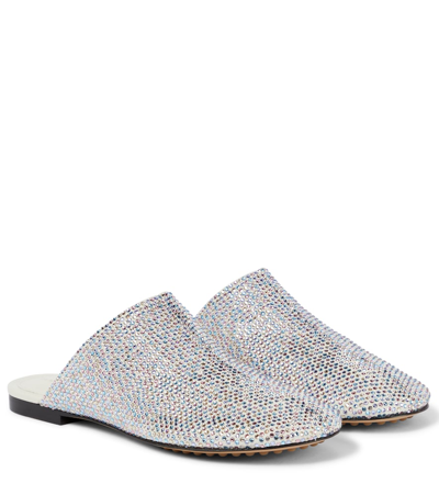 Shop Bottega Veneta Sparkle Dot Sock Embellished Suede Slippers In 白色