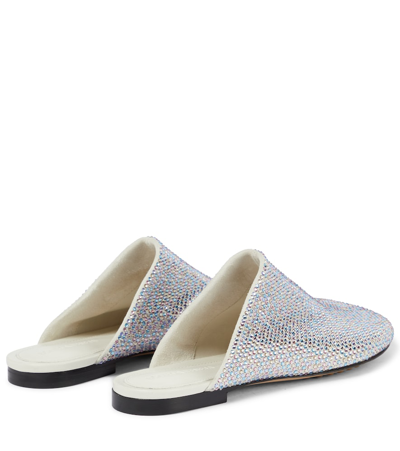 Shop Bottega Veneta Sparkle Dot Sock Embellished Suede Slippers In 白色