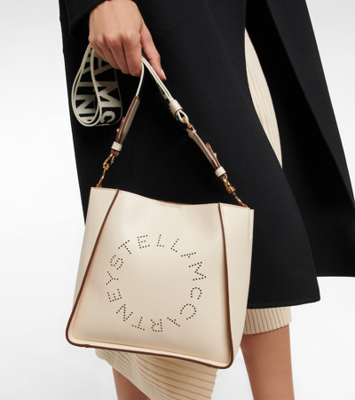 Shop Stella Mccartney Stella Logo Shoulder Bag In 米色