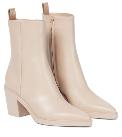 Shop Gianvito Rossi Dylan Leather Ankle Boots In 粉红色