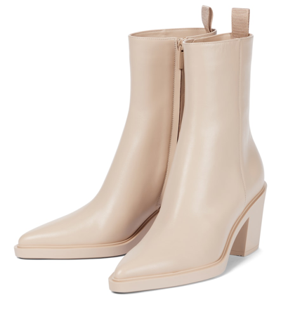 Shop Gianvito Rossi Dylan Leather Ankle Boots In 粉红色