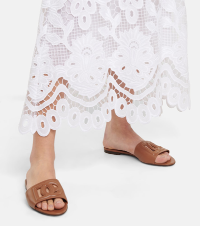 Dolce & Gabbana Leather Slide Sandals With Cut-out Front Details In Brown