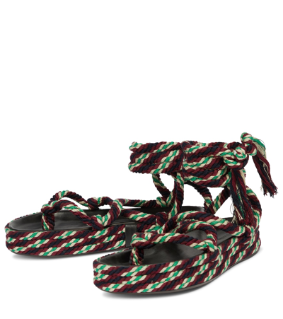Shop Isabel Marant Erol Braided Thong Platform Sandals In 彩色