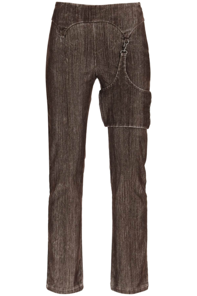 Shop Paloma Wool 'orly' Velvet Pants With Garter Detail In Brown