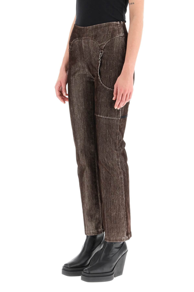 Shop Paloma Wool 'orly' Velvet Pants With Garter Detail In Brown