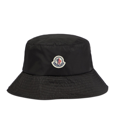 Shop Moncler Logo Bucket Hat In Black