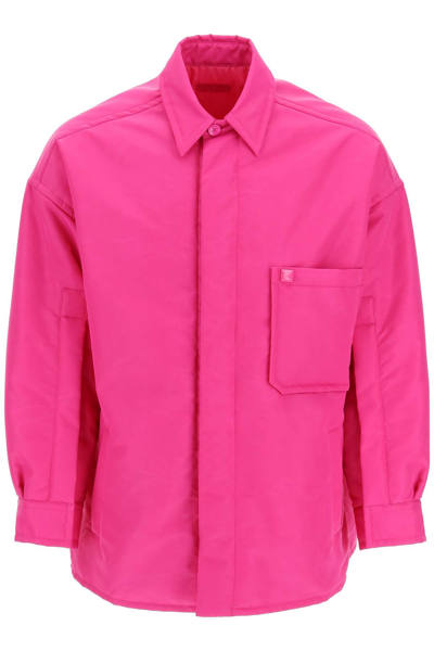 Shop Valentino Nylon Shirt-jacket With Stud In Fuchsia