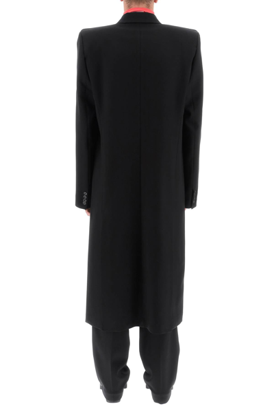 Shop Vtmnts Double-breasted Coat In Stretch Wool In Black