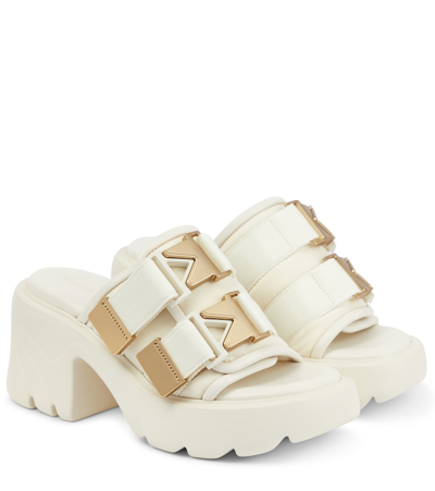 Shop Bottega Veneta Flash Leather-trimmed Sandals In 白色