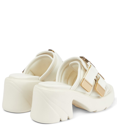 Shop Bottega Veneta Flash Leather-trimmed Sandals In 白色