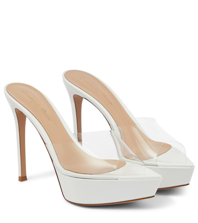 Shop Gianvito Rossi Betty Pvc And Leather Sandals In Trasp+white