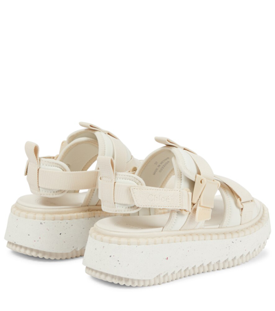 Shop Chloé Lilli Sporty Leather-trimmed Sandals In White
