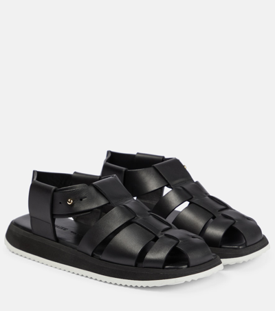 Shop Khaite Leather Sandals In Black