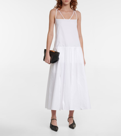 Shop Khaite Thea Cotton Twill Maxi Dress In White