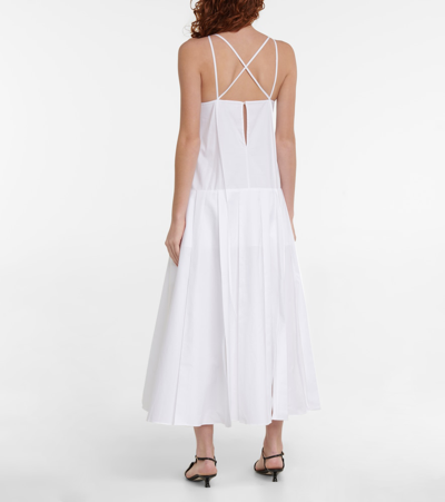 Shop Khaite Thea Cotton Twill Maxi Dress In White