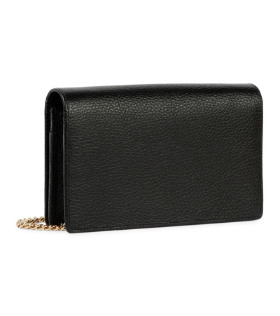 Shop Gucci Gg Marmont Leather Wallet On Chain In Nero