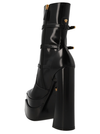 Shop Versace Aevitas Pointy Ankle Boots In Black