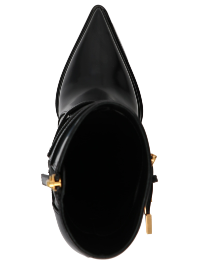 Shop Versace Aevitas Pointy Ankle Boots In Black