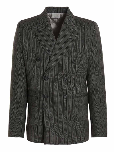 Vtmnts Tonal Double Breasted Tailored Blazer Black In Black