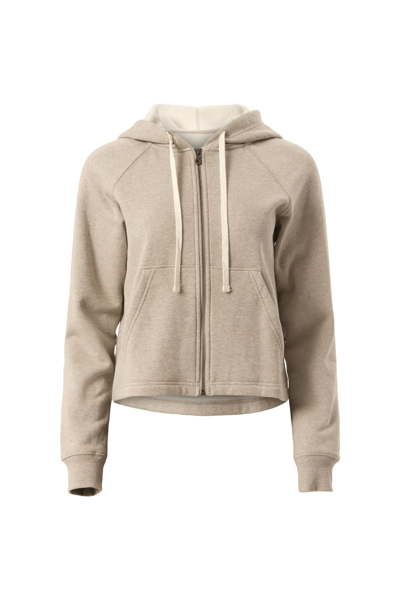 Shop Girlfriend Collective Porcini Heather 50/50 Cropped-zip Hoodie