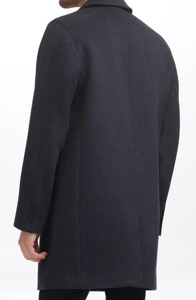 Cole Haan Classic Wool Blend Plush Notched Collar Coat In Dark Heather Grey