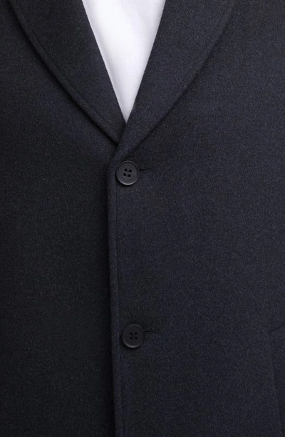 Cole Haan Classic Wool Blend Plush Notched Collar Coat In Dark Heather Grey
