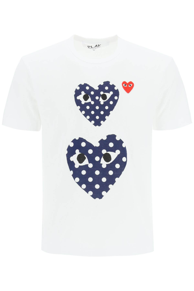 Shop Comme Des Garçons Play Comme Des Garcons Play Polka Dot Heart T Shirt In Multi-colored