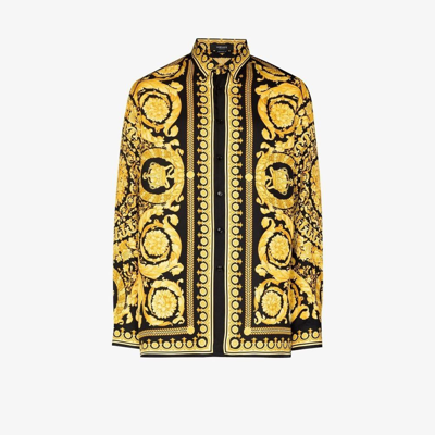 Shop Versace Barocco Silk Shirt - Men's - Silk In Black