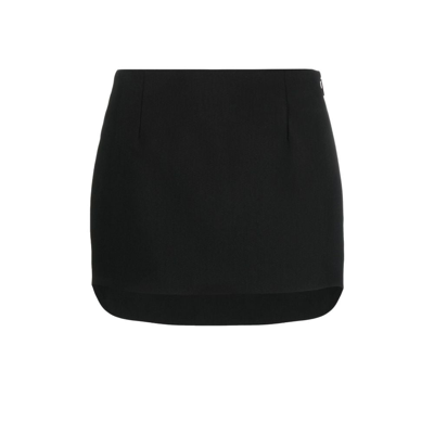 Shop Ambush Asymmetric Mini Skirt - Women's - Cotton/polyester/spandex/elastane/viscosevirgin Wool In Black